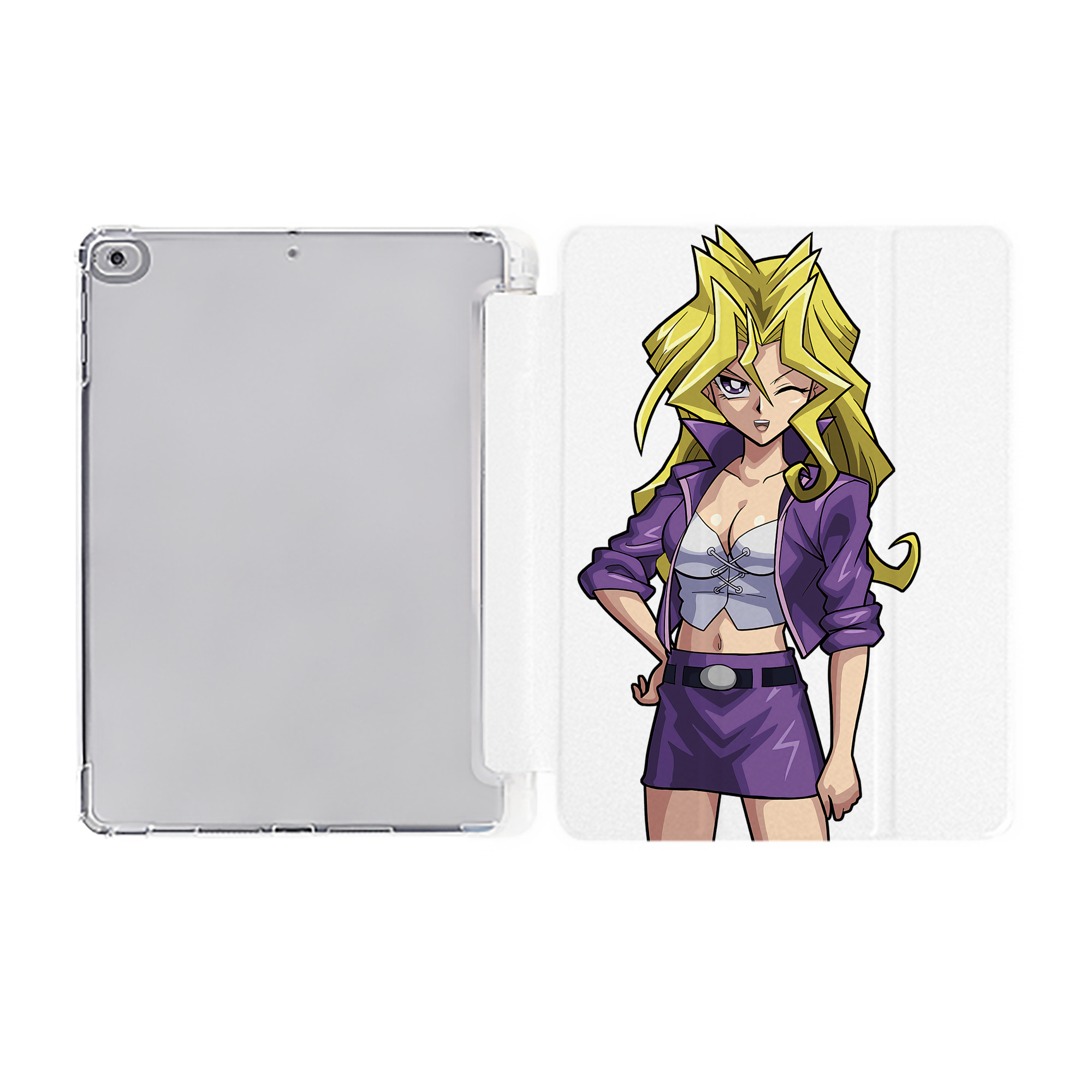 （画像用） 遊☆戯☆王 Yu-Gi-Oh! IPad ケース ペン収納付き 三つ折りスタンド PUレザー×シリコン 対応機種9.5/10.5/10.9インチ